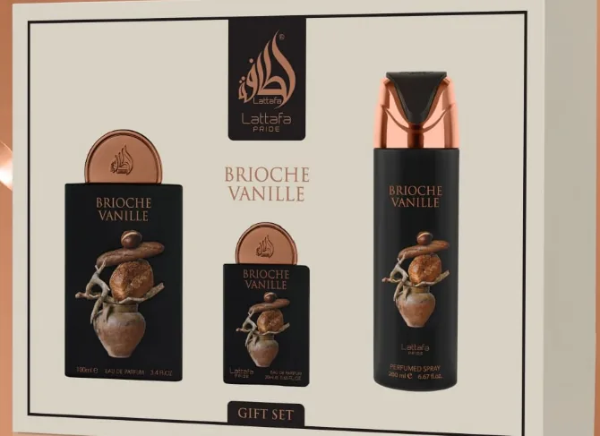 ESTUCHE LATTAFA PRIDE BRIOCHE VANILLE UNISEX 3PZS 100ML EDP + 20ML EDP + SPLASH — Lattafa