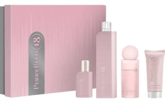 ESTUCHE PERRY ELLIS 18 MUJER 4PZS 100ML + 30ML + SPLASH + CREMA — Perry Ellis