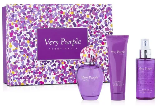 ESTUCHE PERRY ELLIS VERY PURPLE MUJER 3PZS 100ML EDP + SPLASH + CREMA — Perry Ellis