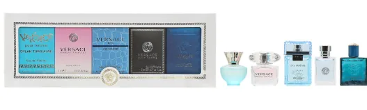 ESTUCHE MINIS VERSACE 5PZS 5ML TURQUOISE + BRIGHT CRYSTAL + MAN EAU FRAICHE + VERSACE HOMBRE + EROS — Versace